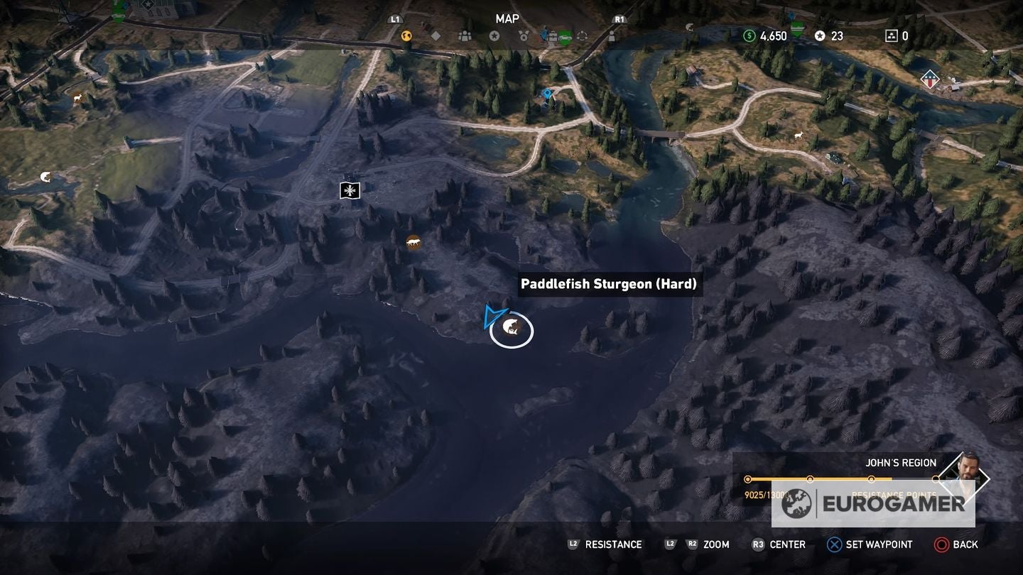 Far Cry 5 Bass, Salmon, Sturgeon and Trout locations